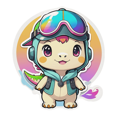 Cute Dinosaur Pilot - UV DTF Sticker - Heat Press Transfer
