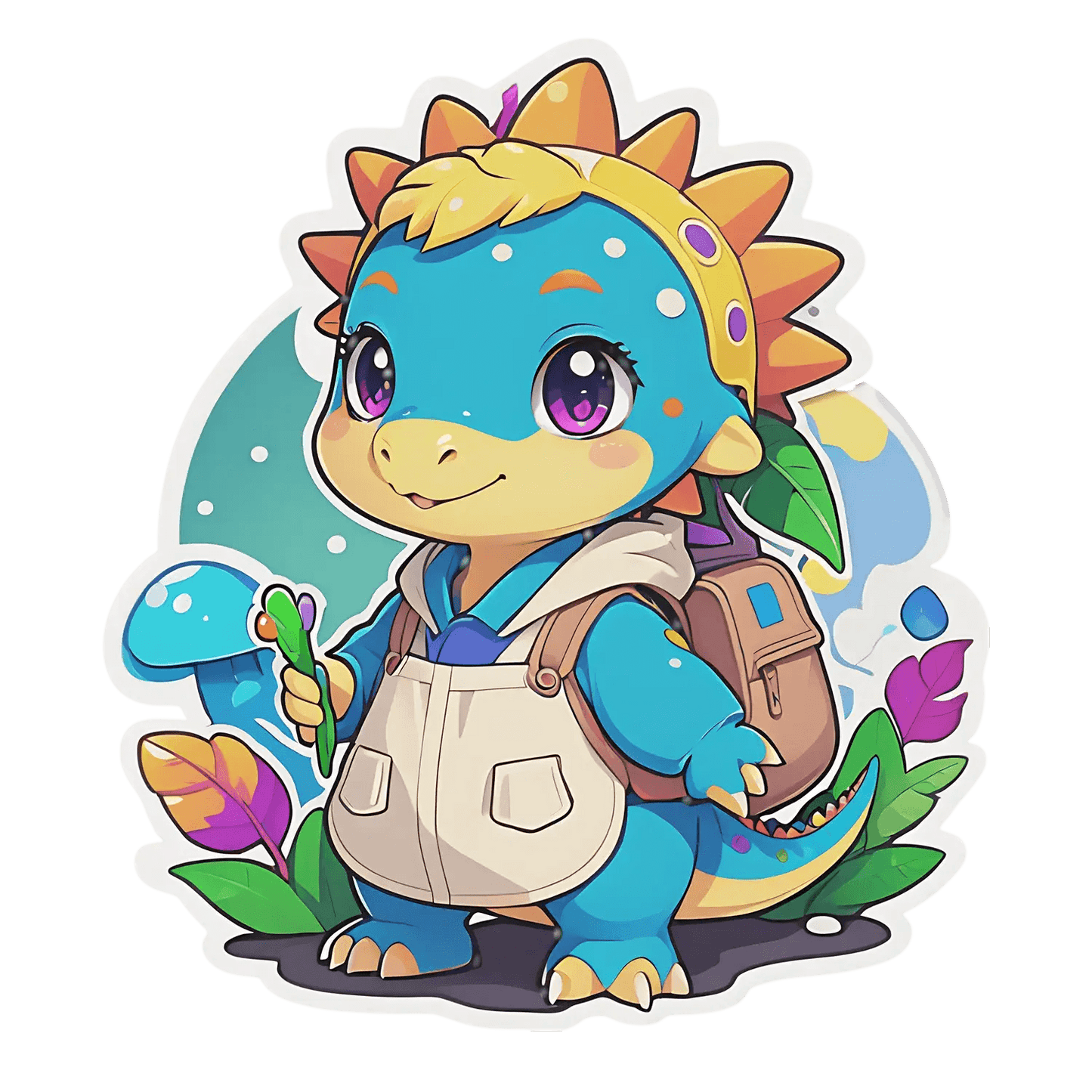 Cute Dinosaur Sticker - Colorful Kids Decor - Heat Press Transfer