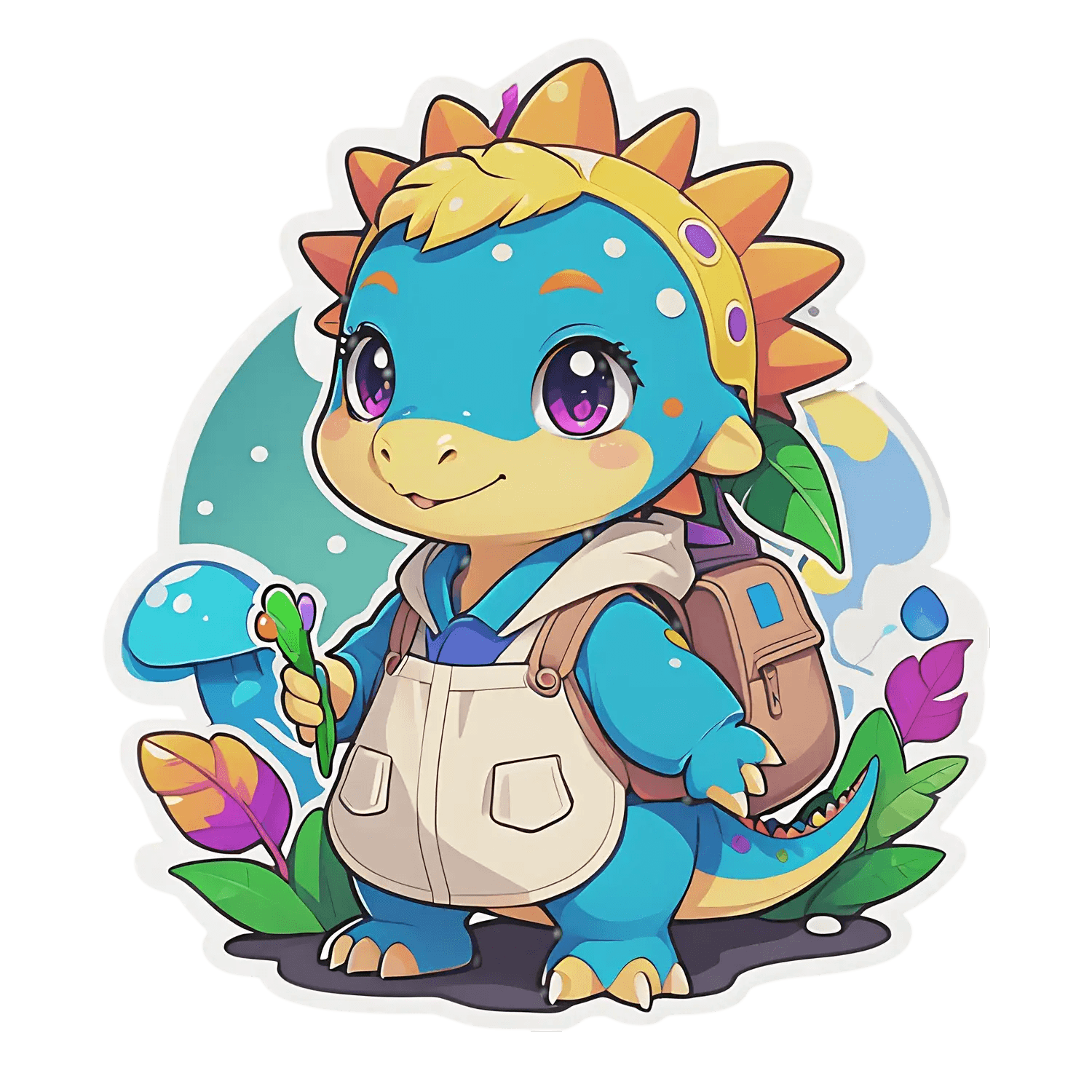 Cute Dinosaur Sticker - Colorful Kids Decor - Heat Press Transfer