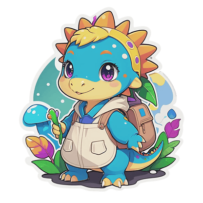 Cute Dinosaur Sticker - Colorful Kids Decor - Heat Press Transfer