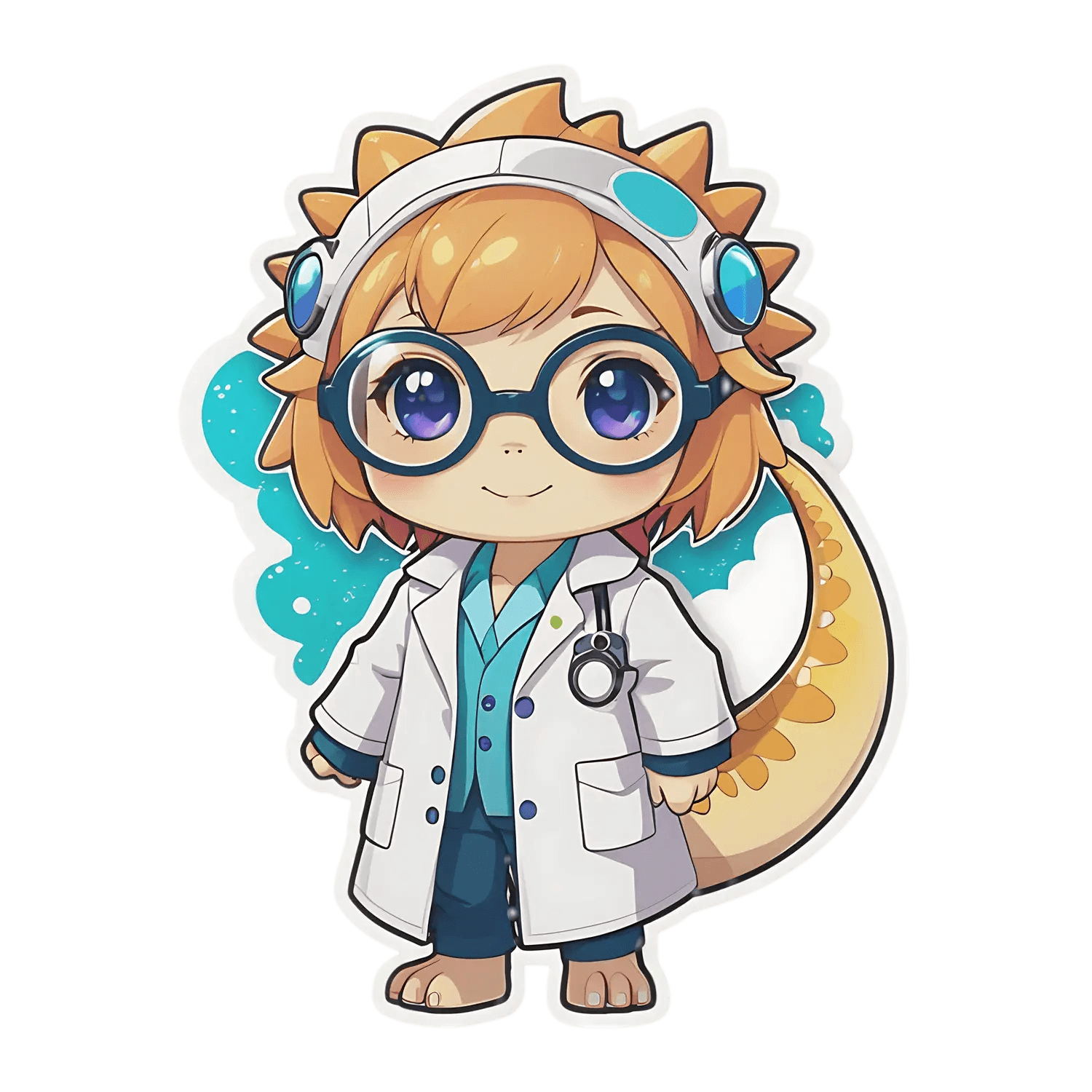 Cute Doctor Dinosaur - UV DTF Sticker - Heat Press Transfer