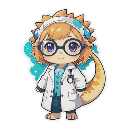 Cute Doctor Dinosaur - UV DTF Sticker - Heat Press Transfer