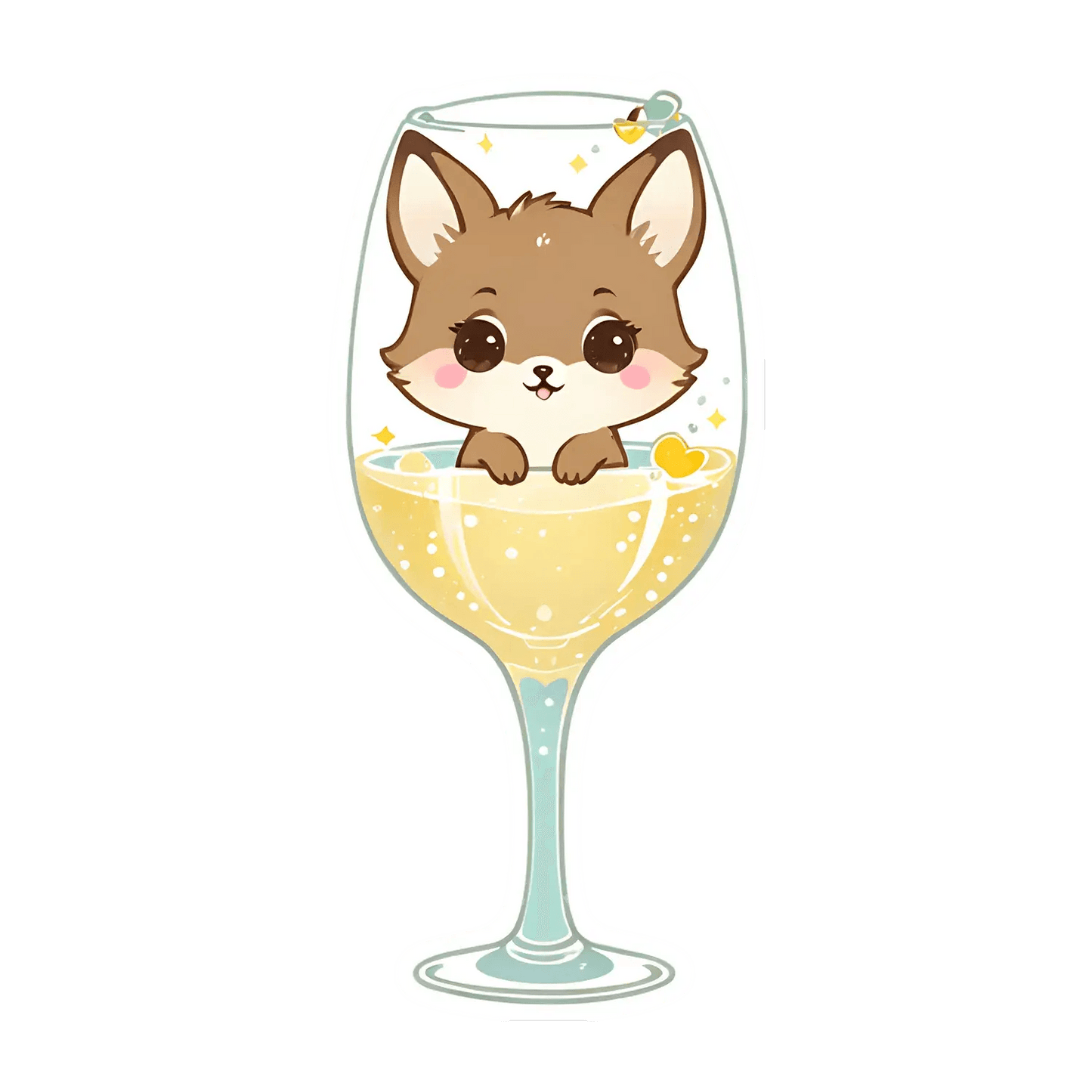 Cute Dog Wine Glass - Sticker - Heat Press Transfer