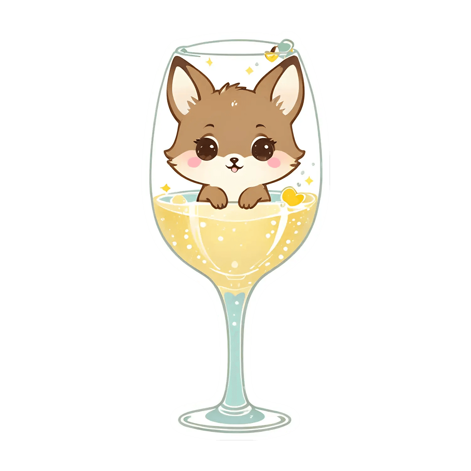 Cute Dog Wine Glass - Sticker - Heat Press Transfer