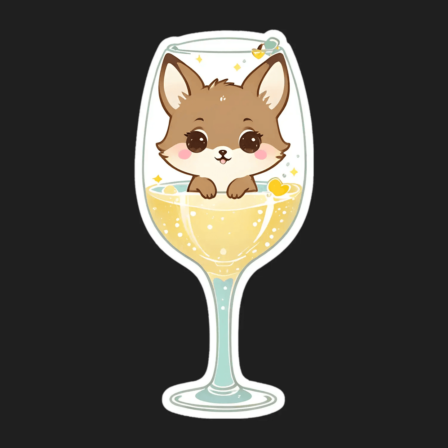 Cute Dog Wine Glass - Sticker - Heat Press Transfer