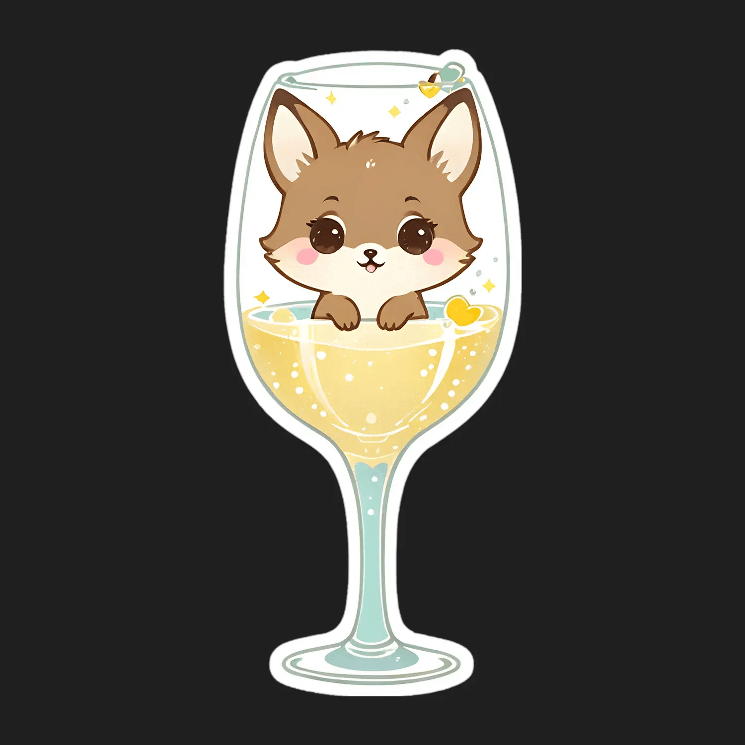 Cute Dog Wine Glass - Sticker - Heat Press Transfer