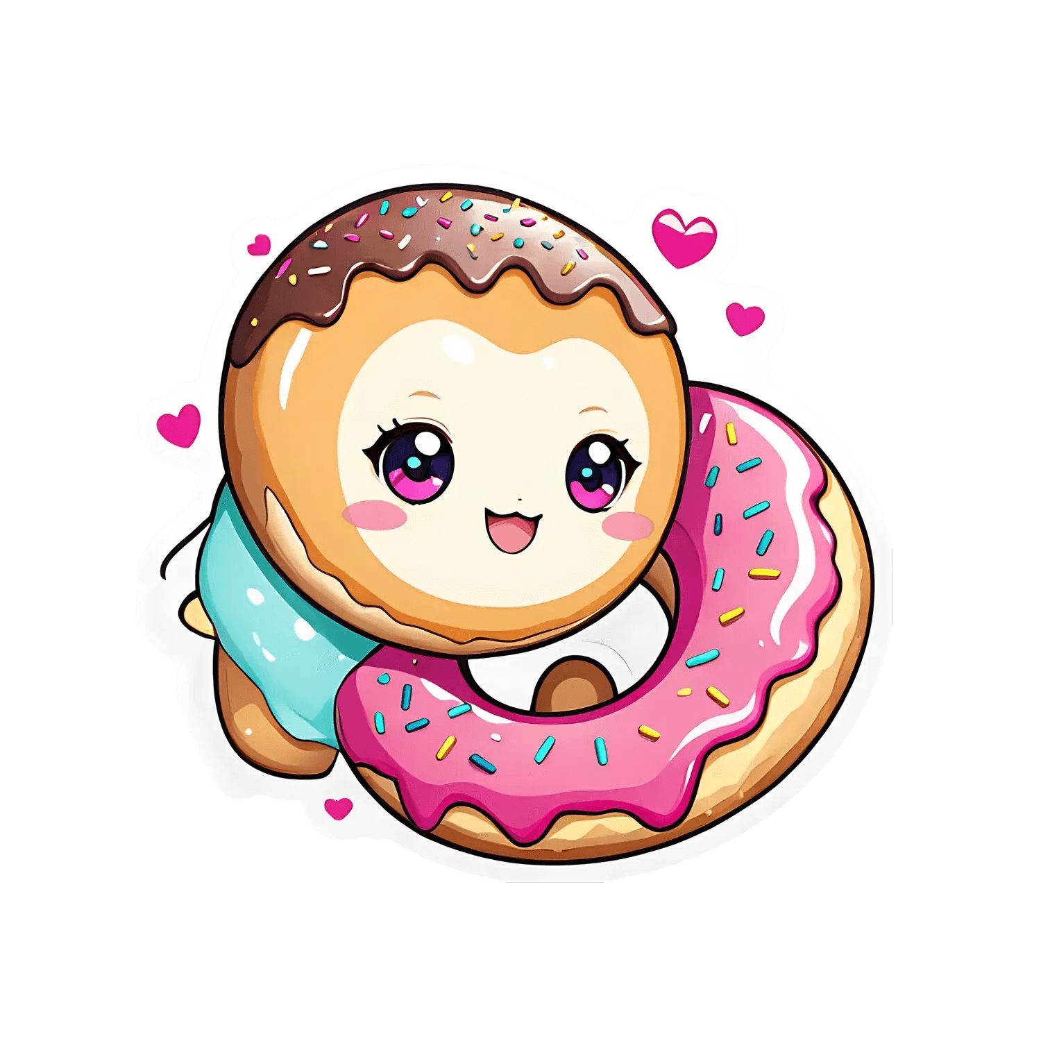 Cute Donut Character - Sticker - Heat Press Transfer