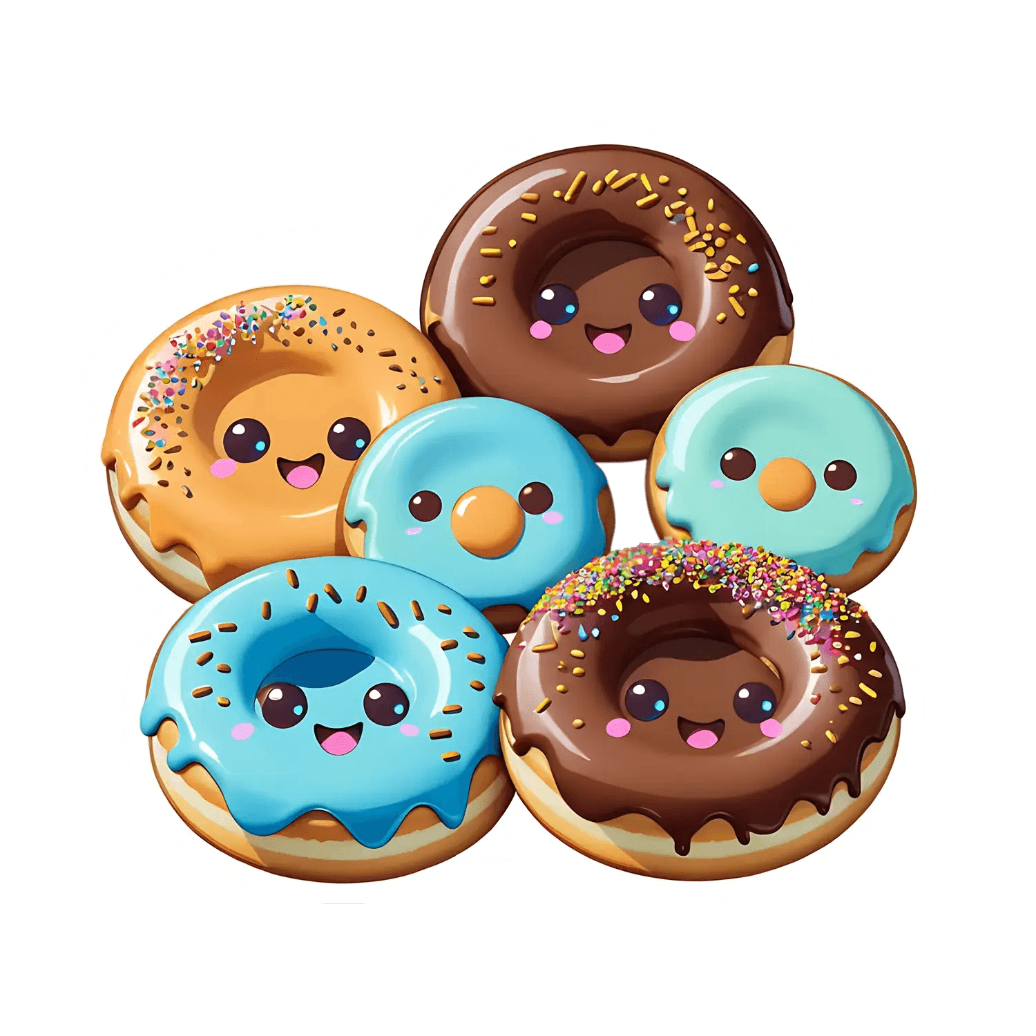 Cute Donut Faces - Sticker - Heat Press Transfer