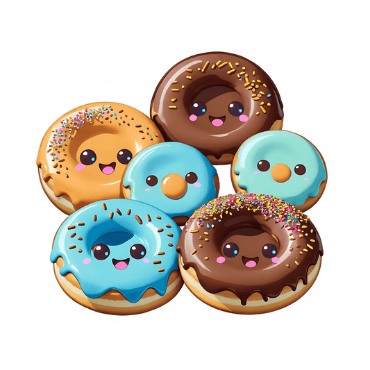 Cute Donut Faces - Sticker - Heat Press Transfer