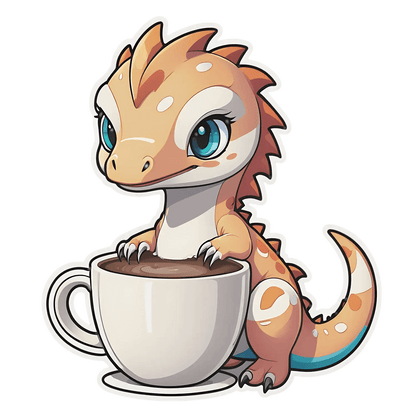 Cute Dragon Coffee - Sticker - Heat Press Transfer