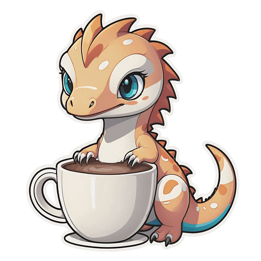 Cute Dragon Coffee - Sticker - Heat Press Transfer