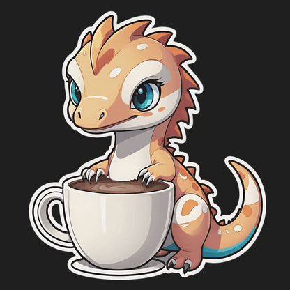 Cute Dragon Coffee - Sticker - Heat Press Transfer