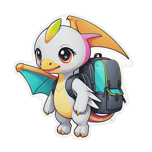 Cute Dragon Sticker - Colorful Backpack Design - Heat Press Transfer