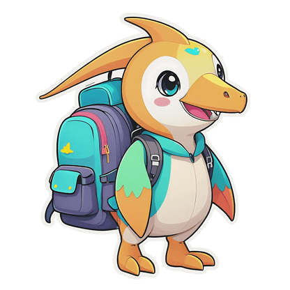 Cute Duckling Backpack - Sticker - Heat Press Transfer