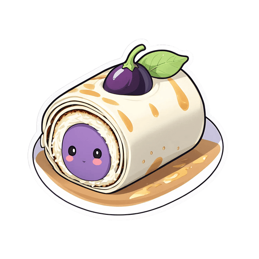 Cute Eggplant Burrito - Sticker - Heat Press Transfer