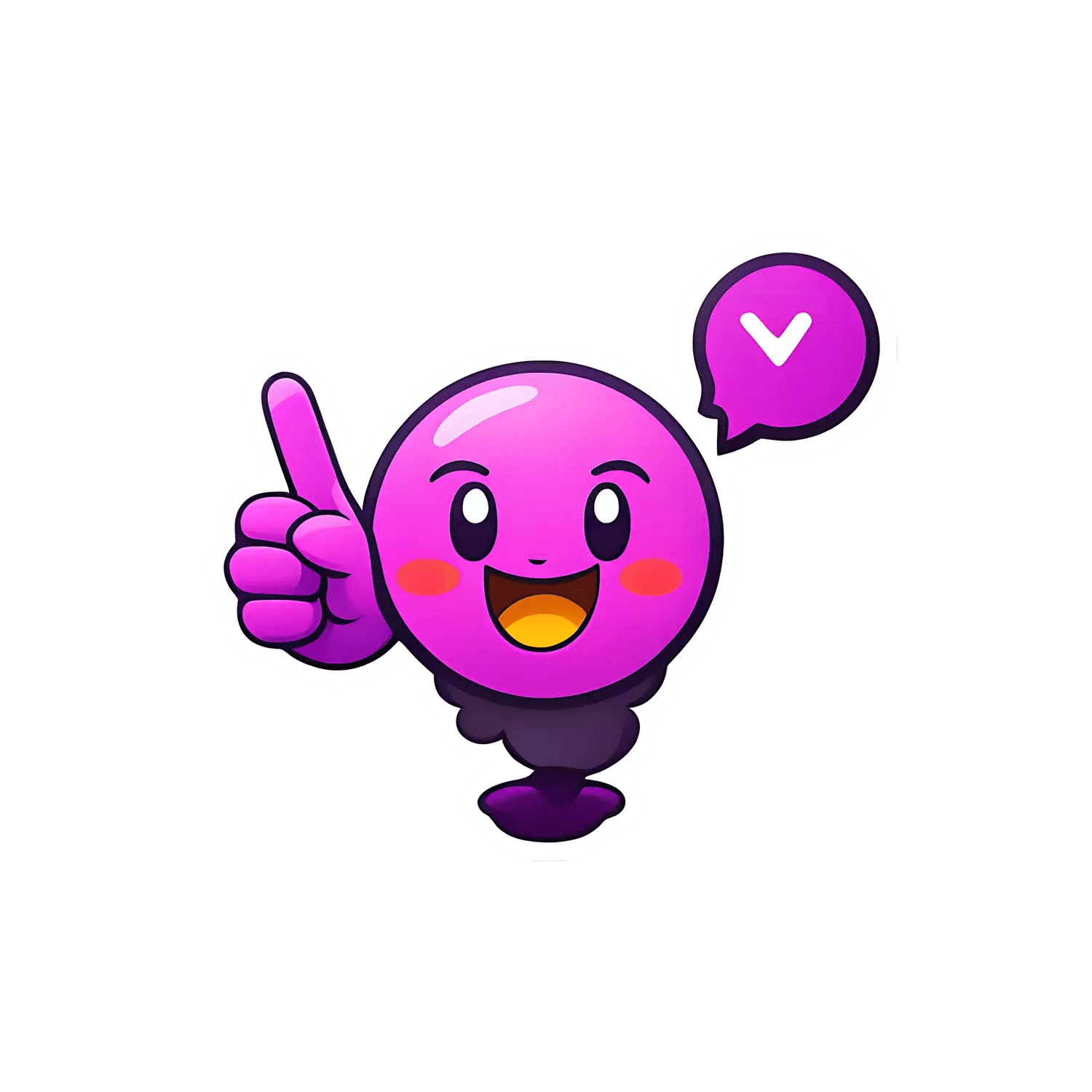 Cute Emoji Sticker - Cheerful Purple Character - Heat Press Transfer