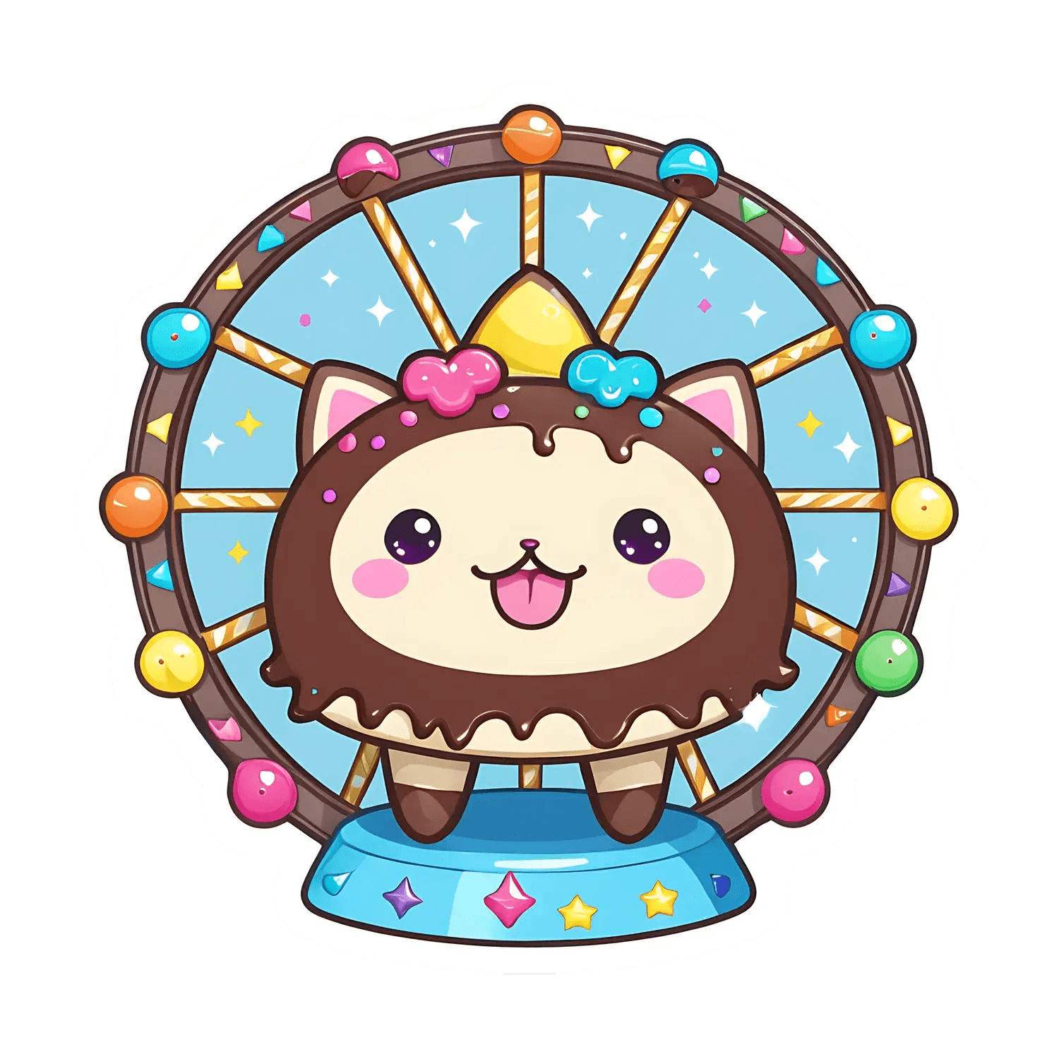 Cute Ferris Wheel Cat Sticker - Heat Press Transfer