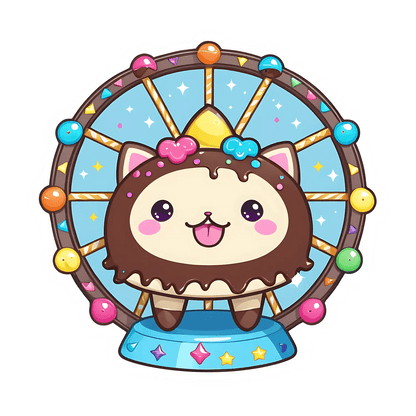 Cute Ferris Wheel Cat Sticker - Heat Press Transfer