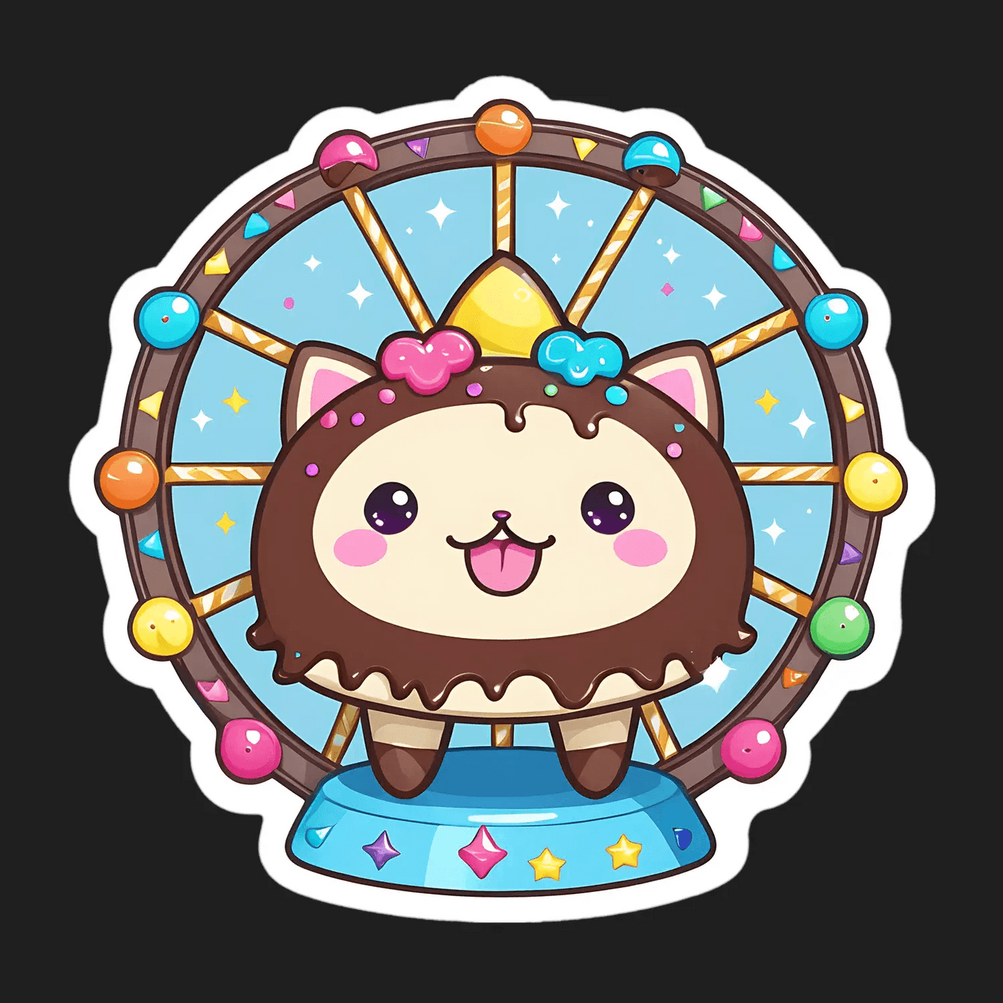 Cute Ferris Wheel Cat Sticker - Heat Press Transfer