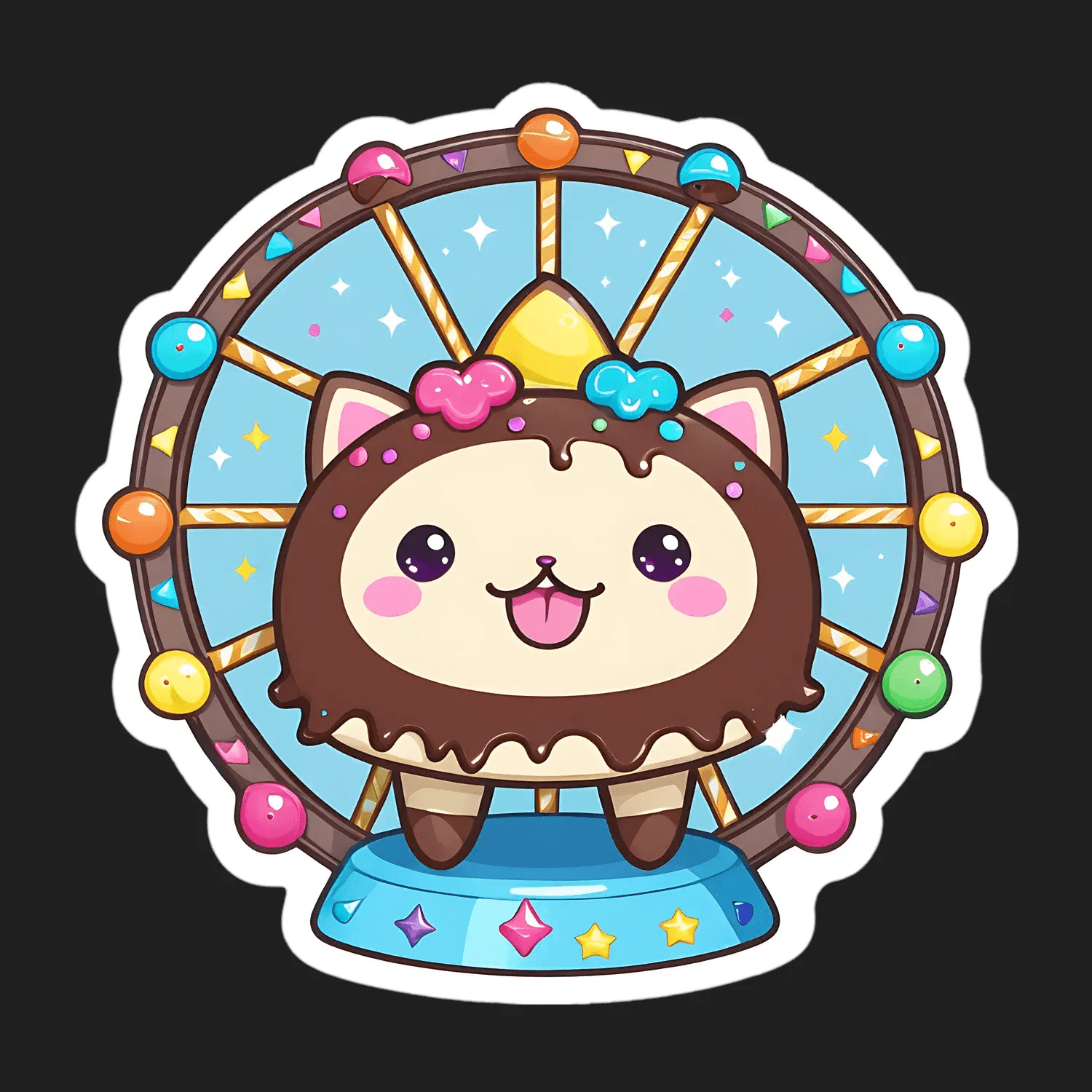Cute Ferris Wheel Cat Sticker - Heat Press Transfer