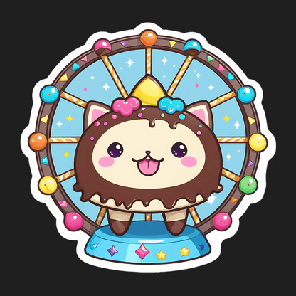 Cute Ferris Wheel Cat Sticker - Heat Press Transfer