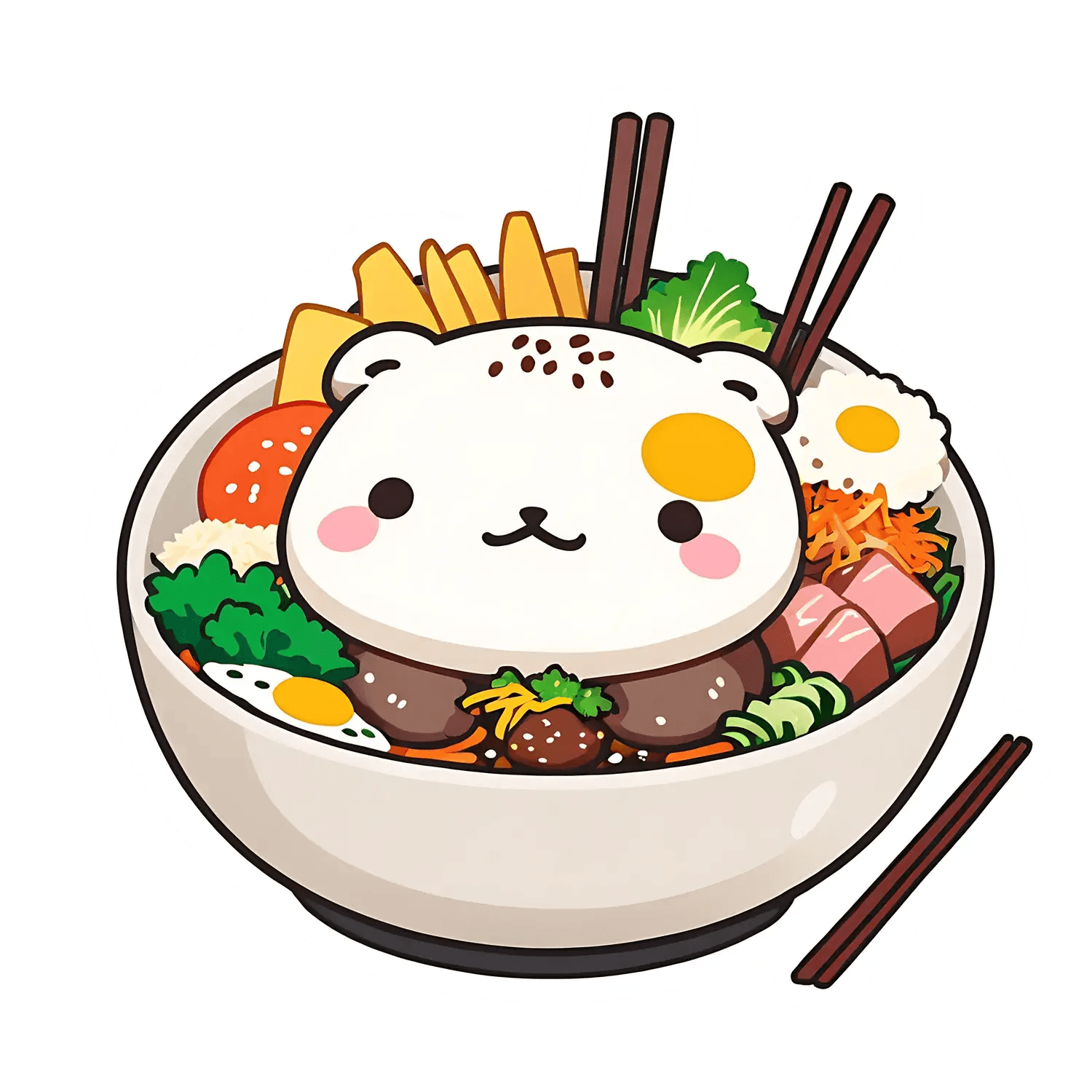Cute Food Bowl - Sticker - Heat Press Transfer