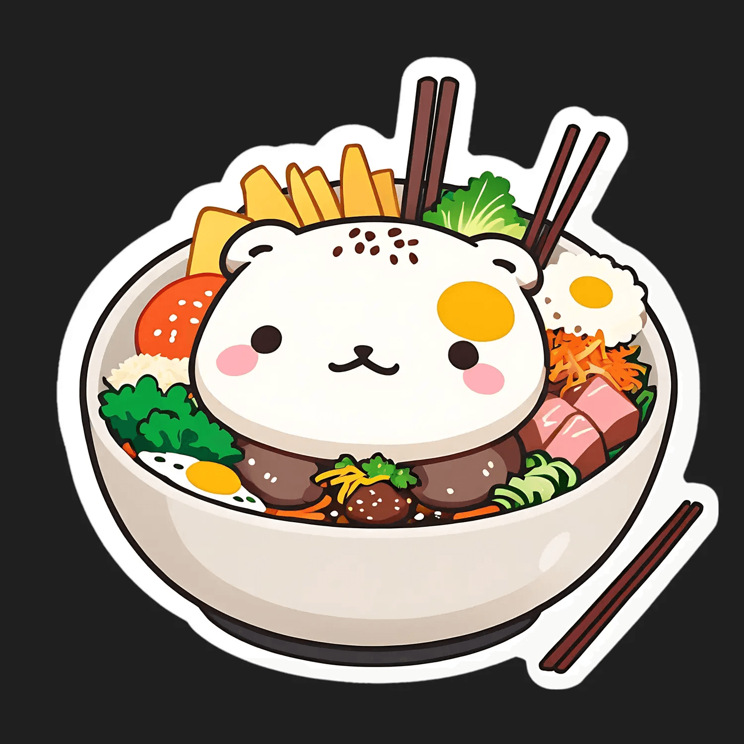 Cute Food Bowl - Sticker - Heat Press Transfer