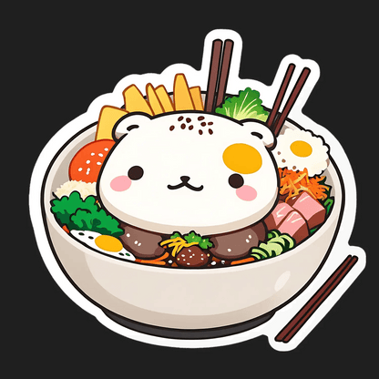 Cute Food Bowl - Sticker - Heat Press Transfer