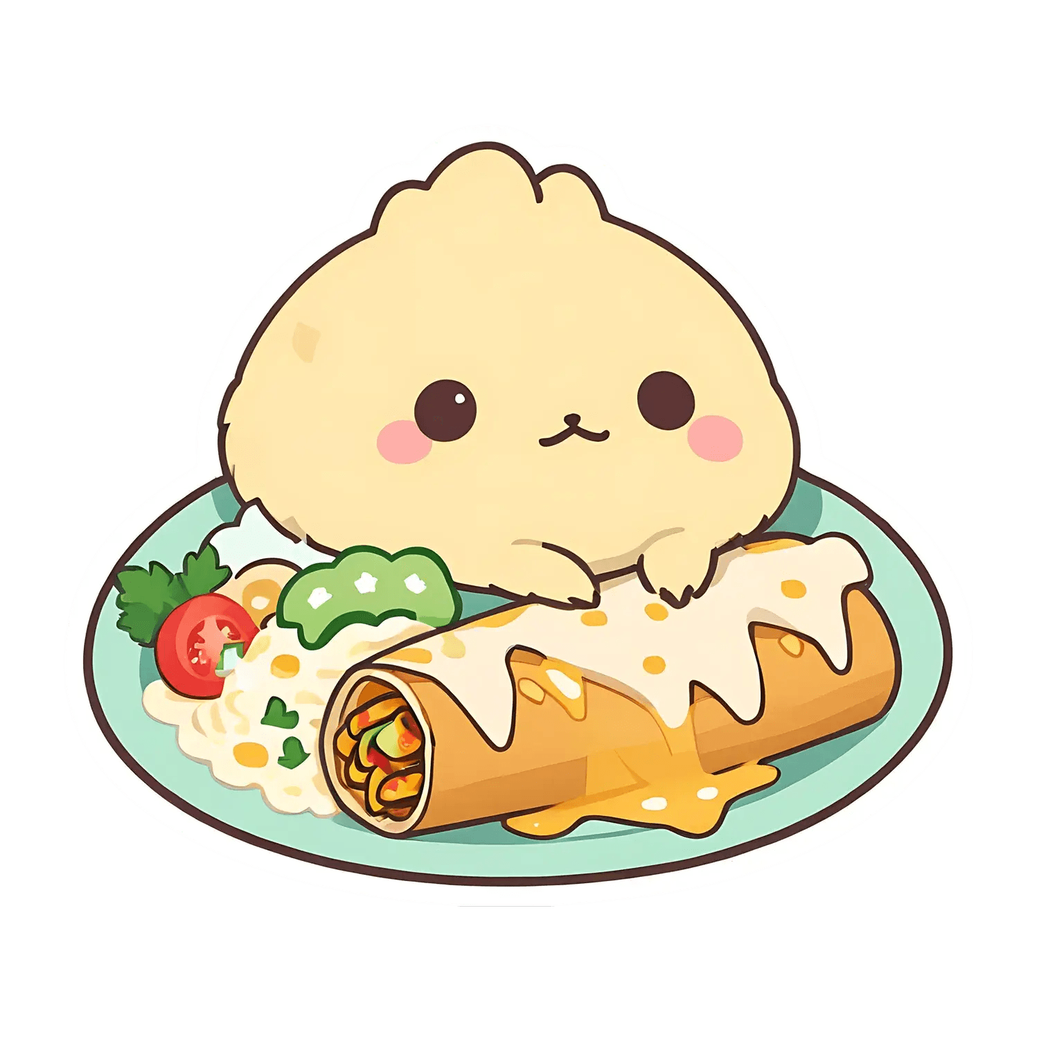Cute Foodie - Sticker: Adorable UV DTF Chewy Burrito - Heat Press Transfer