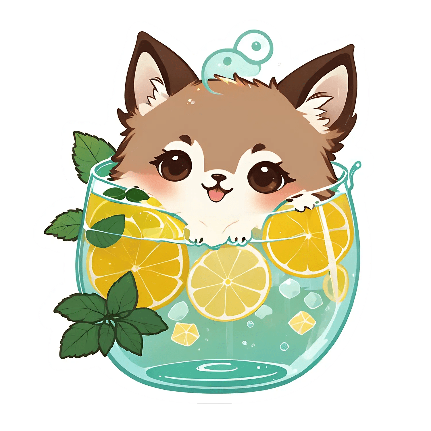 Cute Fox Lemonade - UV DTF Sticker - Heat Press Transfer