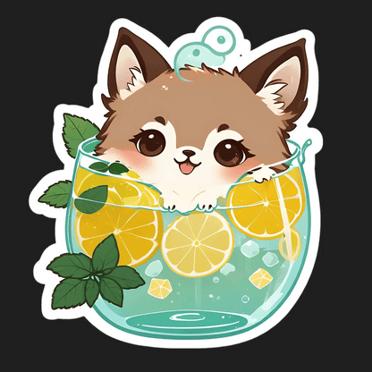 Cute Fox Lemonade - UV DTF Sticker - Heat Press Transfer