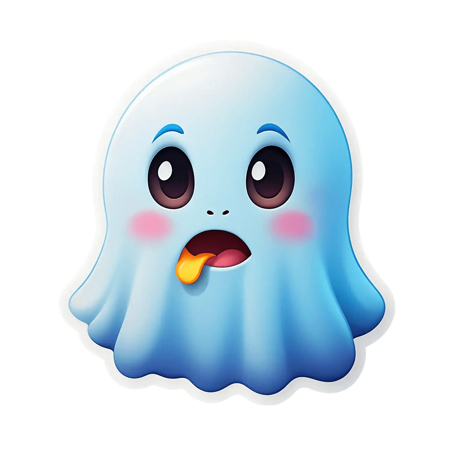Cute Ghost Emoji Sticker - Vibrant UV DTF - Heat Press Transfer