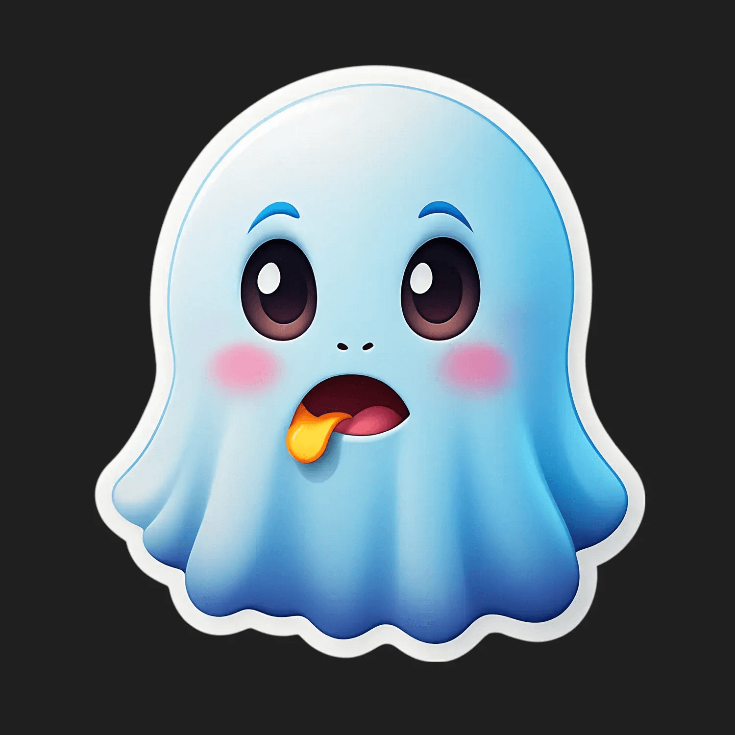 Cute Ghost Emoji Sticker - Vibrant UV DTF - Heat Press Transfer