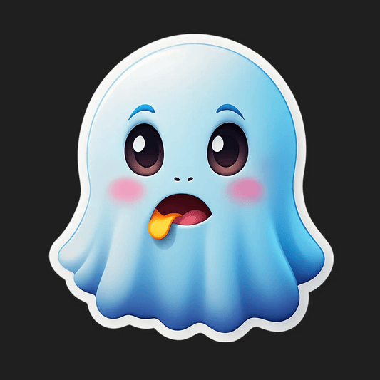 Cute Ghost Emoji Sticker - Vibrant UV DTF - Heat Press Transfer