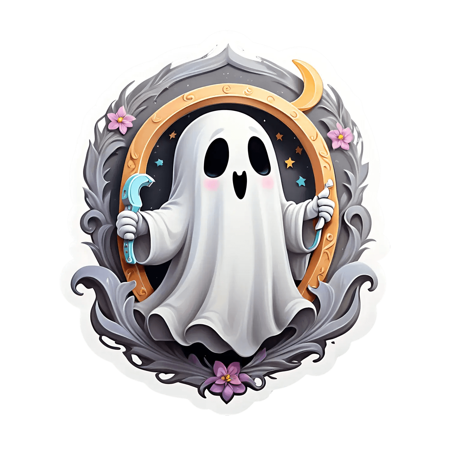 Cute Ghost - UV DTF Sticker - Heat Press Transfer