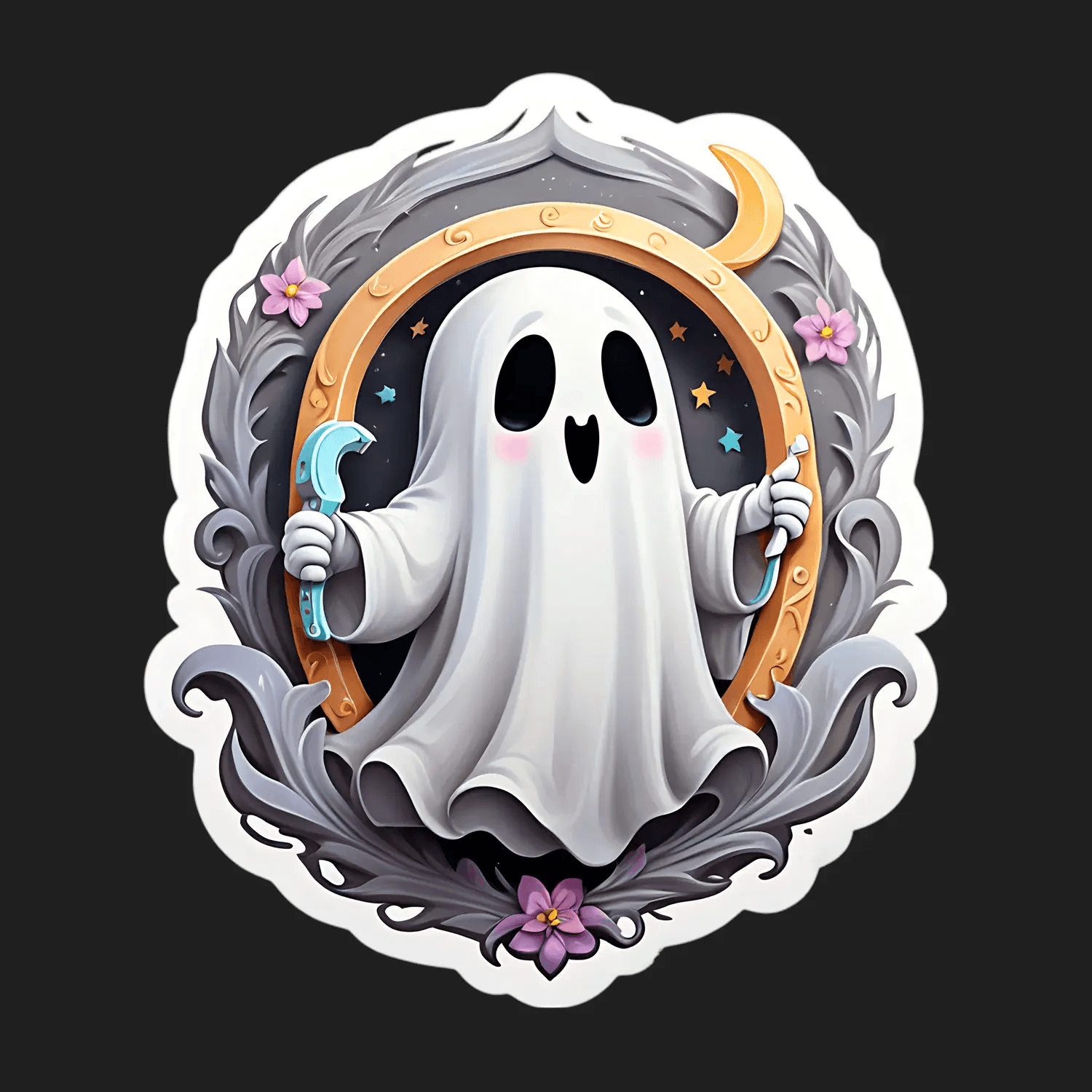 Cute Ghost - UV DTF Sticker - Heat Press Transfer