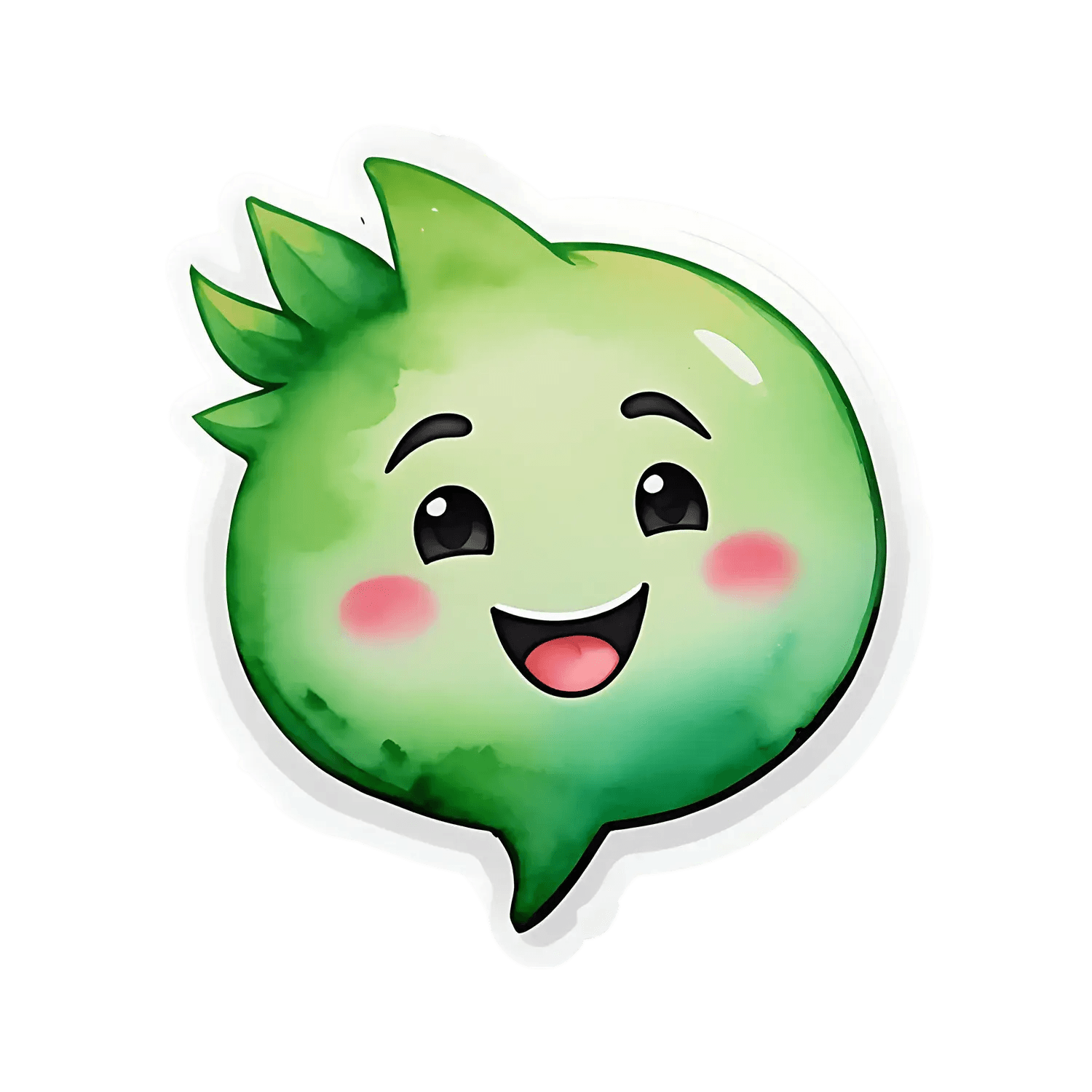 Cute Green Onion - Cartoon Character Sticker - Heat Press Transfer