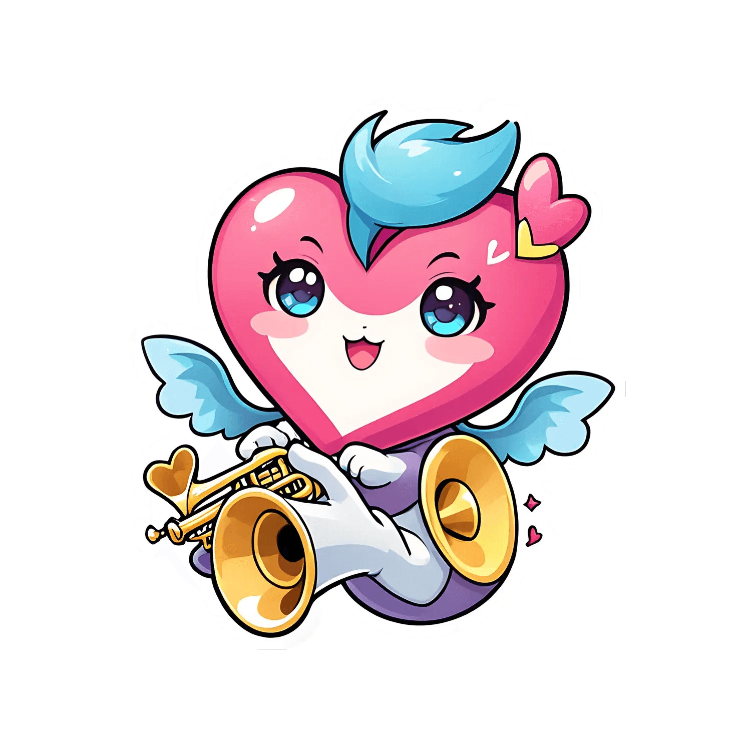Cute Heart Angel - Trumpet Sticker - Heat Press Transfer