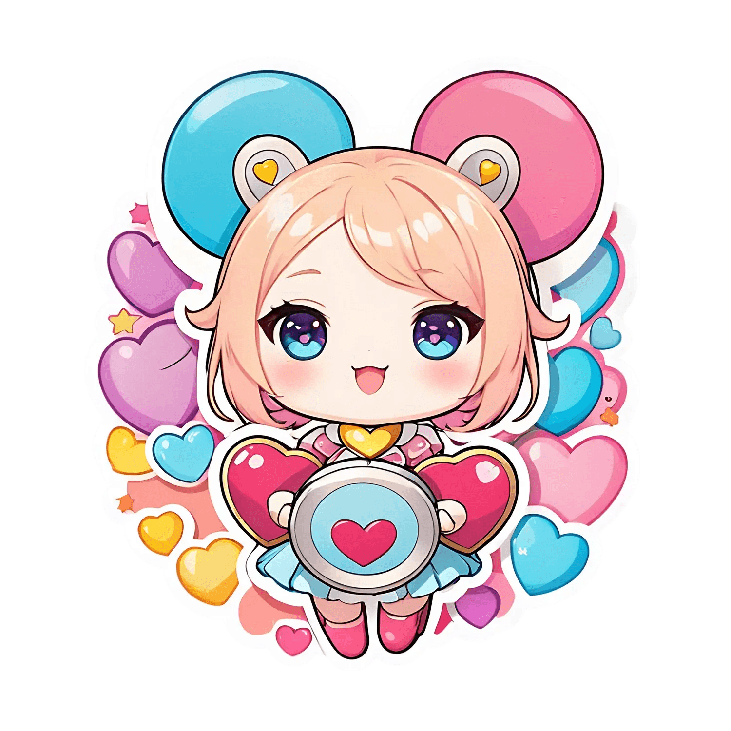Cute Heart Anime - UV DTF Sticker - Heat Press Transfer