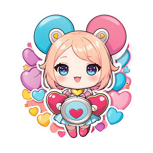 Cute Heart Anime - UV DTF Sticker - Heat Press Transfer