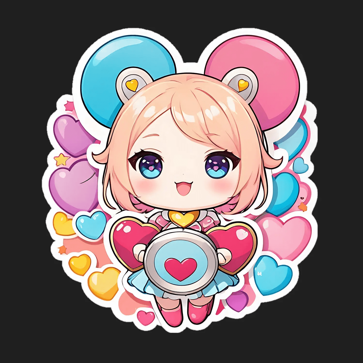 Cute Heart Anime - UV DTF Sticker - Heat Press Transfer