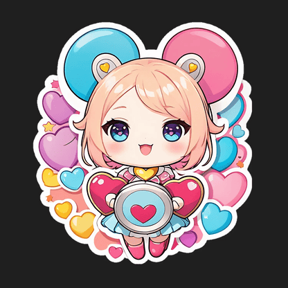 Cute Heart Anime - UV DTF Sticker - Heat Press Transfer