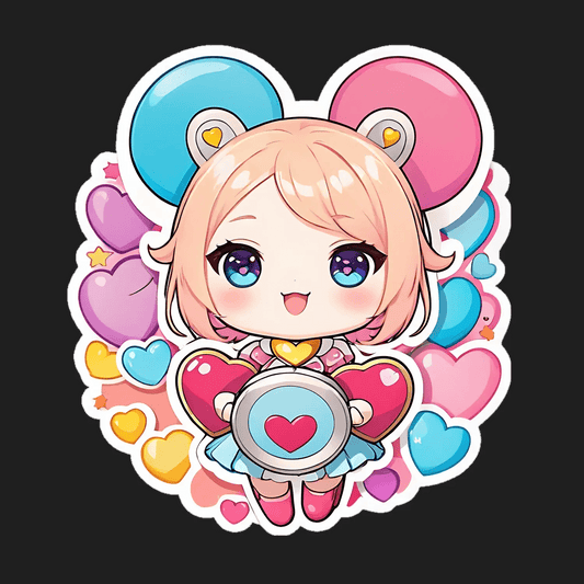 Cute Heart Anime - UV DTF Sticker - Heat Press Transfer