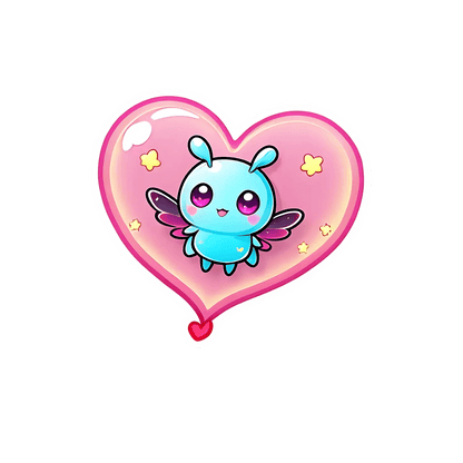 Cute Heart Bug - Sticker - Heat Press Transfer