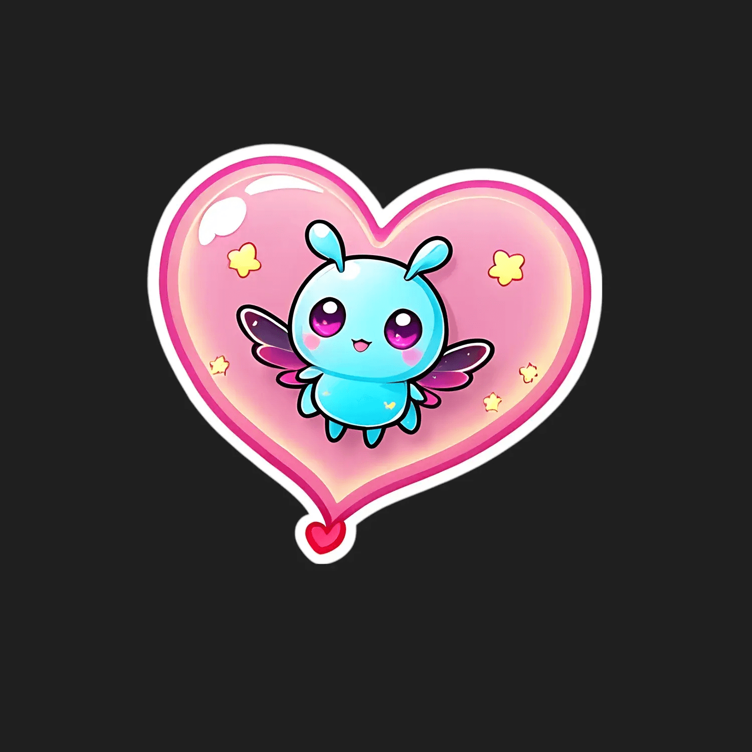 Cute Heart Bug - Sticker - Heat Press Transfer