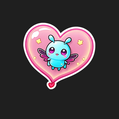 Cute Heart Bug - Sticker - Heat Press Transfer