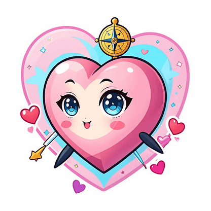 Cute Heart Compass - Sticker - Heat Press Transfer