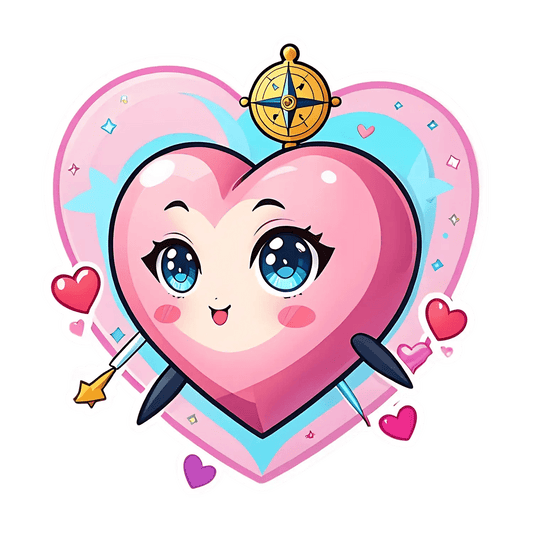 Cute Heart Compass - Sticker - Heat Press Transfer
