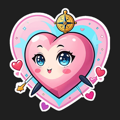 Cute Heart Compass - Sticker - Heat Press Transfer