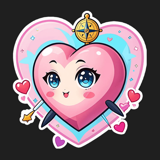 Cute Heart Compass - Sticker - Heat Press Transfer